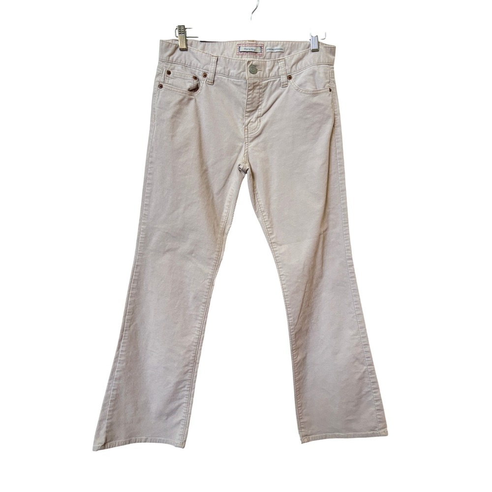 Y2K Old Navy Womens Cream Corduroy Bootcut Pants Mid Rise Stretch Beige 8 Short